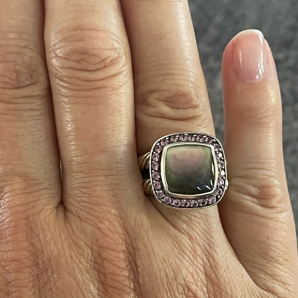 RARE David Yurman Black MOP & Pink Sapphire ring sz7 - Picture 1 of 5